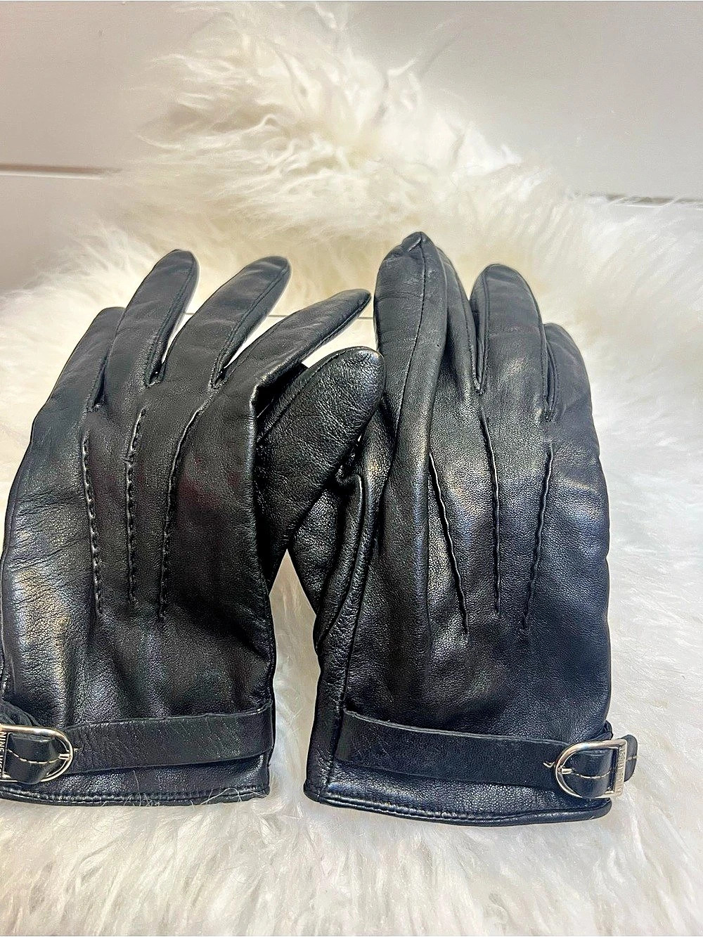 Nine West Leather Gloves in Black Womens Size Large Like New